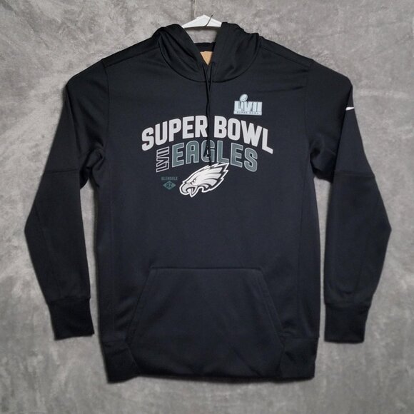 Philadelphia Eagles Nike Hoodie Mens Large Black NFL Football Super Bowl LVII - Picture 1 of 8